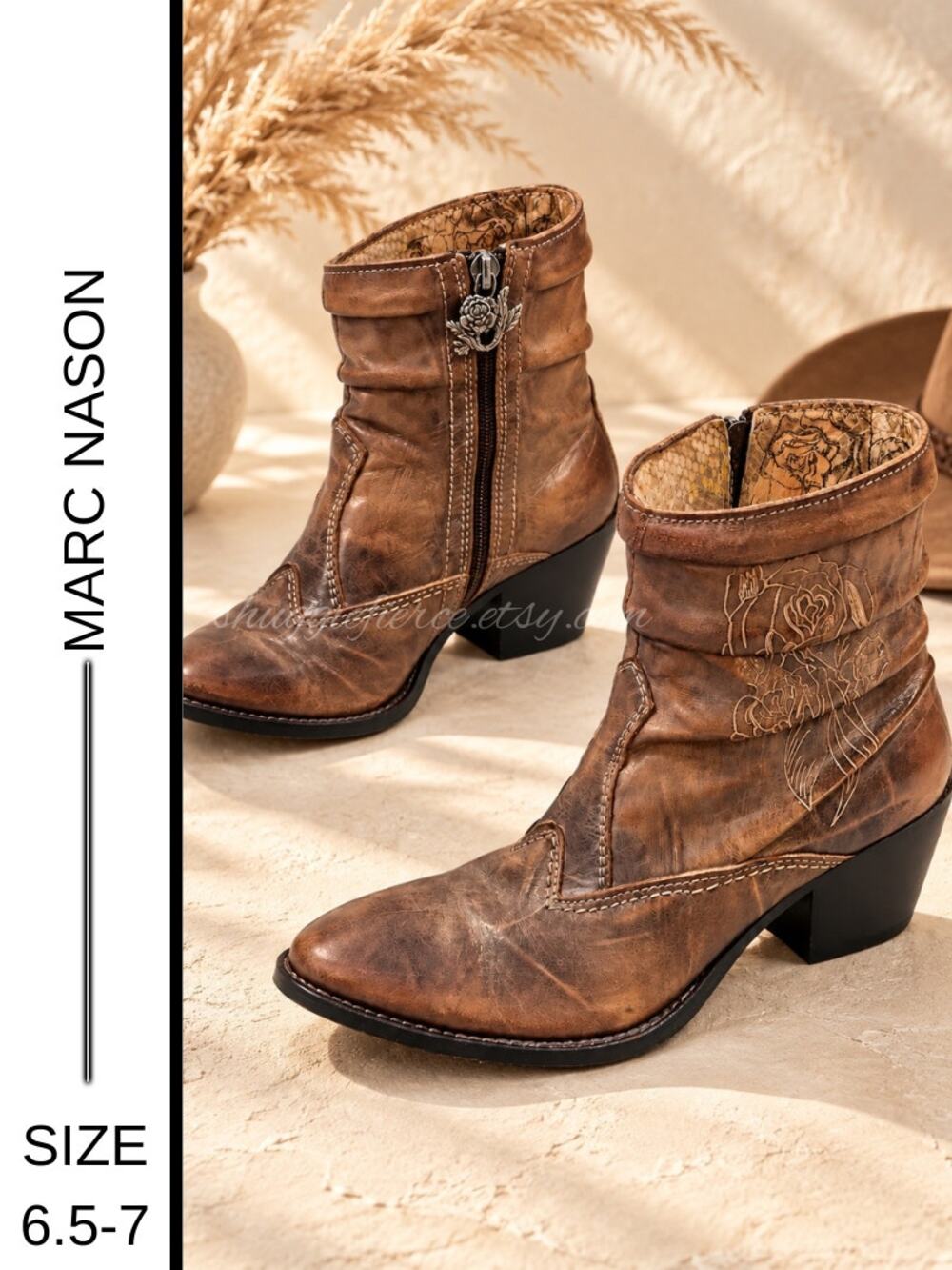 MSRP: $599 | ✨ Marc Nason Siren Leather Boots | Size: Labeled 6.5 (fits 6.5–7) ✨